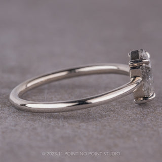 .97 Carat Salt and Pepper Hexagon Diamond Engagement Ring, Jane Setting, 14K White Gold