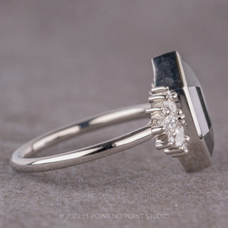 1.82 Carat Black Hexagon Diamond Engagement Ring, Bezel Monarch Setting, Platinum