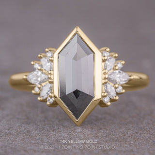1.64 Carat Black Hexagon Diamond Engagement Ring, Bezel Monarch Setting