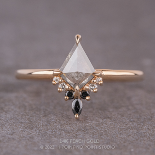 1.55 Carat Salt and Pepper Kite Diamond Engagement Ring, Ombre Ava Setting, Point No Point Studio. Available in a variety of metal types. Eco-friendly, Recycled Metals, Conflict Free.