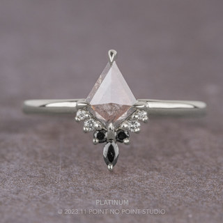 1.55 Carat Salt and Pepper Kite Diamond Engagement Ring, Ombre Ava Setting, Point No Point Studio. Available in a variety of metal types. Eco-friendly, Recycled Metals, Conflict Free.