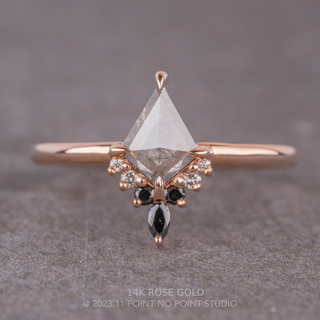 1.55 Carat Salt and Pepper Kite Diamond Engagement Ring, Ombre Ava Setting, Point No Point Studio. Available in a variety of metal types. Eco-friendly, Recycled Metals, Conflict Free.