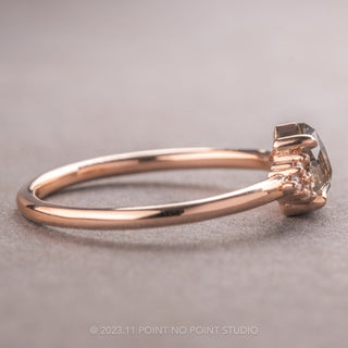.62 Carat Salt and Pepper Pear Diamond Engagement Ring, Quinn Setting, 14k Rose Gold