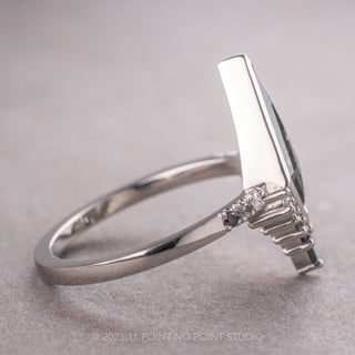1.64 Carat Black Speckled Kite Diamond Engagement Ring, Bezel Ombre Avaline Setting, Platinum