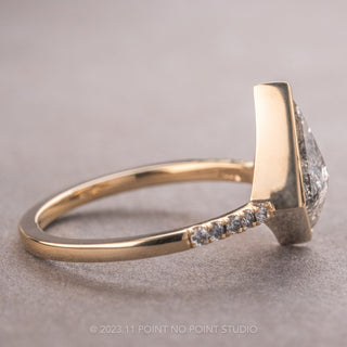 1.13 Carat Salt and Pepper Kite Diamond Engagement Ring, Bezel Jules Setting, 14K Yellow Gold
