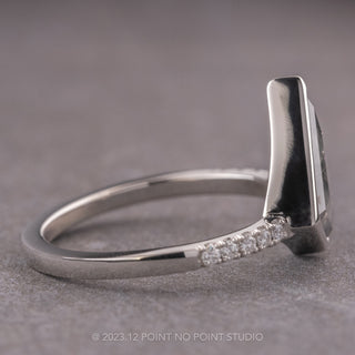 1.13 Carat Salt and Pepper Kite Diamond Engagement Ring, Bezel Jules Setting, Platinum