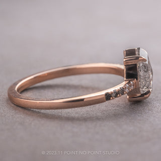 1.23 Carat Salt and Pepper Pear Diamond Engagement Ring, Ombre Jules Setting, 14K Rose Gold