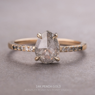 1.25 Carat Salt and Pepper Pear Diamond Engagement Ring, Ombre Jules Setting
