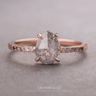 1.25 Carat Salt and Pepper Pear Diamond Engagement Ring, Ombre Jules Setting