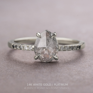 1.25 Carat Salt and Pepper Pear Diamond Engagement Ring, Ombre Jules Setting