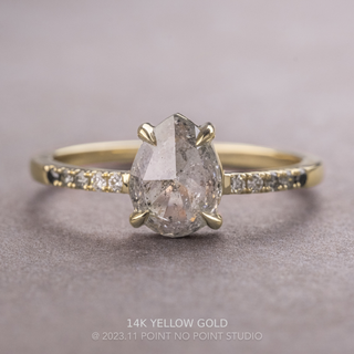 1.25 Carat Salt and Pepper Pear Diamond Engagement Ring, Ombre Jules Setting