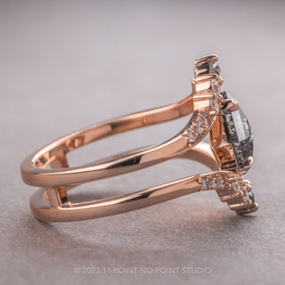 1.23 Carat Salt and Pepper Lozenge Diamond Engagement Ring, Empress Setting, 14K Rose Gold