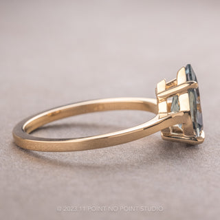 1.96 Carat Pear Montana Sapphire Engagement Ring, Lark Setting, 14k Yellow Gold