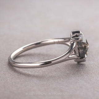1.42 Carat Black Speckled Hexagon Diamond Engagement Ring, Charlize Setting, 14k White Gold
