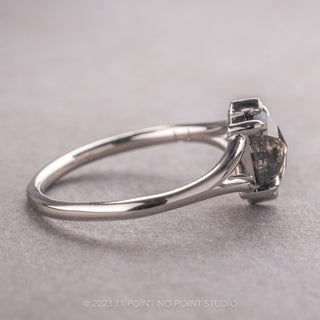 1.42 Carat Black Speckled Hexagon Diamond Engagement Ring, Charlize Setting, Platinum