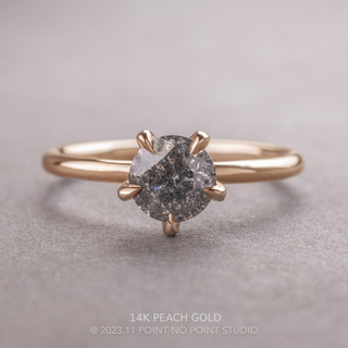 1.06 Carat Salt and Pepper Round Diamond Engagement Ring, Tulip Jane Setting