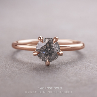 1.06 Carat Salt and Pepper Round Diamond Engagement Ring, Tulip Jane Setting
