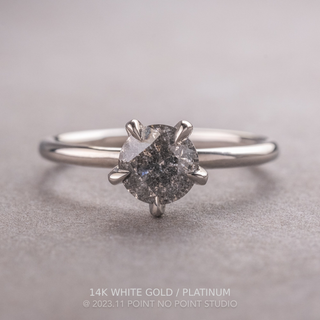1.06 Carat Salt and Pepper Round Diamond Engagement Ring, Tulip Jane Setting
