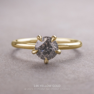 1.06 Carat Salt and Pepper Round Diamond Engagement Ring, Tulip Jane Setting