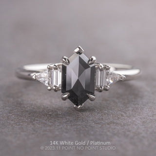 1.57 Carat Black Hexagon Diamond Engagement Ring, Beatrice Setting