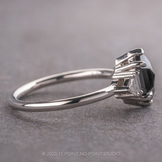 1.15 Carat Black Hexagon Diamond Engagement Ring, Beatrice Setting, Platinum