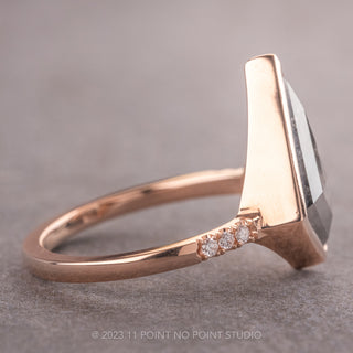 3.01 Carat Salt and Pepper Kite Diamond Engagement Ring, Bezel Jules Setting, 14K Rose Gold
