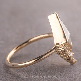 1.61 Carat Icy White Kite Diamond Engagement Ring, Bezel Wren Setting, 14K Yellow Gold
