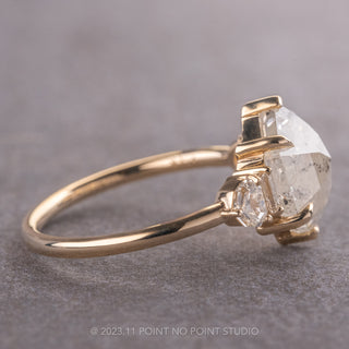 3.62 Carat Icy White Hexagon Diamond Engagement Ring, Betty Setting, 14K Yellow Gold