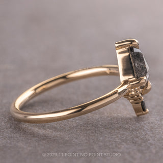 .74 Carat Salt and Pepper Kite Diamond Engagement Ring, Ombre Ava Setting, 14k Yellow Gold