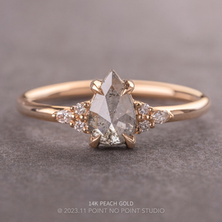 1.03 Carat Salt and Pepper Pear Diamond Engagement Ring, Quinn Setting