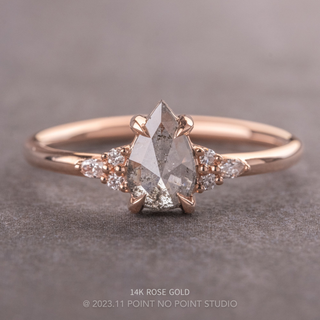1.03 Carat Salt and Pepper Pear Diamond Engagement Ring, Quinn Setting