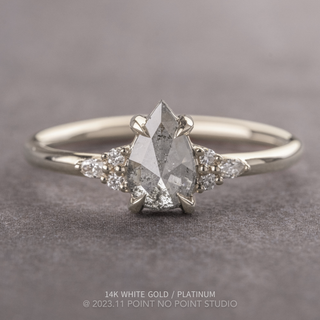 1.03 Carat Salt and Pepper Pear Diamond Engagement Ring, Quinn Setting