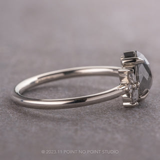 1.21 Carat Salt and Pepper Pear Diamond Engagement Ring, Apollo Setting, 14k White Gold
