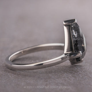2.50 Carat Black Speckled Kite Diamond Engagement Ring, Charlize Setting, Platinum