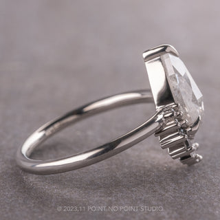 2.61 Carat Icy White Pear Diamond Engagement Ring, Ombre Wren Setting, Platinum