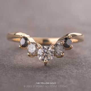 Large Catherine Basket Wedding Ring, 5 Ombre Diamond, Loaf Band