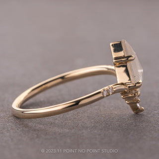 .98 Carat Icy White Kite Diamond Engagement Ring, Flora Setting, 14k Yellow Gold