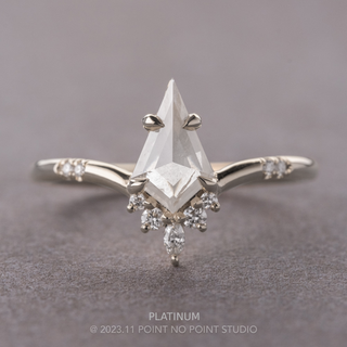 .98 Carat Icy White Kite Diamond Engagement Ring, Flora Setting, Point No Point Studio. Available in a variety of metal types. Eco-friendly, Recycled Metals, Conflict Free.