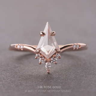 .98 Carat Icy White Kite Diamond Engagement Ring, Flora Setting, Point No Point Studio. Available in a variety of metal types. Eco-friendly, Recycled Metals, Conflict Free.
