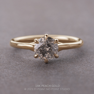 1.38 Carat Salt and Pepper Round Diamond Engagement Ring, Madeline Setting, Point No Point Studio. Available in a variety of metal types. Eco-friendly, Recycled Metals, Conflict Free.