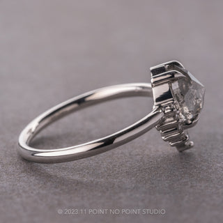 1.84 Carat Salt and Pepper Pear Diamond Engagement Ring, Ava Setting, Platinum