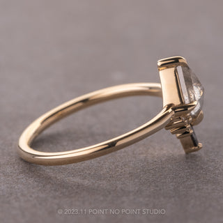 .75 Carat Salt and Pepper Kite Diamond Engagement Ring, Ombre Ava Setting, 14k Yellow Gold