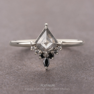 .87 Carat Salt and Pepper Kite Diamond Engagement Ring, Ombre Ava Setting