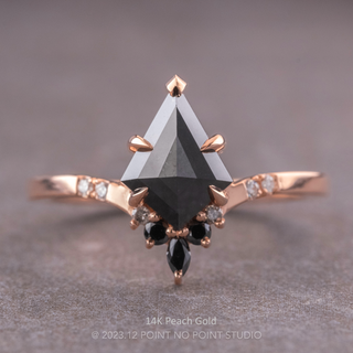 1.88 Carat Black Kite Diamond Engagement Ring, Ombre Flora Setting