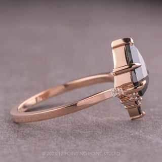 1.30 Carat Black Kite Diamond Engagement Ring, Ombre Flora Setting, 14k Rose Gold