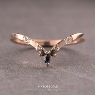 Flora Wedding Ring, 9 Black Ombre Diamond, Square Band