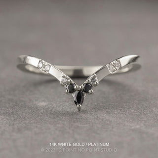 Flora Wedding Ring, 9 Black Ombre Diamond, Square Band