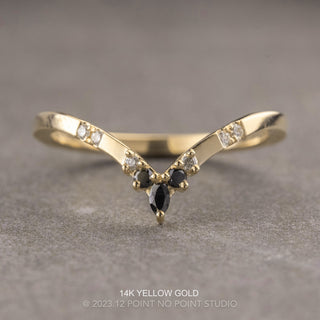 Flora Wedding Ring, 9 Black Ombre Diamond, Square Band