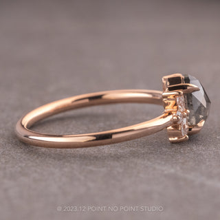 1.25 Carat Salt and Pepper Pear Diamond Engagement Ring, Apollo Setting, 14k Rose Gold