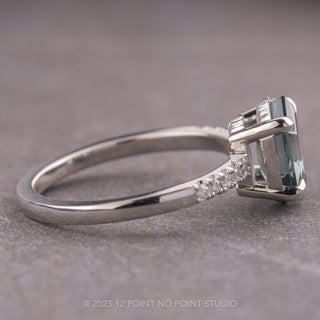 2.61 Carat Seafoam Green Hexagon Sapphire and Diamond Engagement Ring, Jules Setting, Platinum